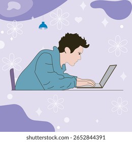 Working on laptop computer, professional and worker on computer.