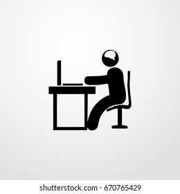 working on laptop icon. vector sign symbol on white background