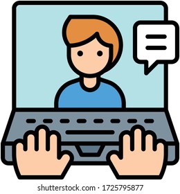 Working on laptop, work from home vector illustration