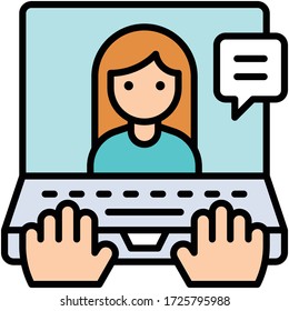 Working on laptop, work from home vector illustration