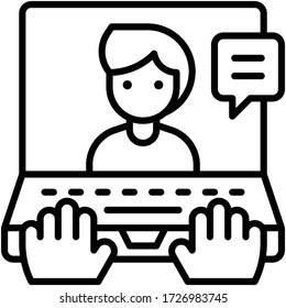 Working on laptop, work from home vector illustration