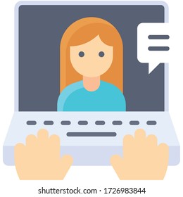 Working on laptop, work from home vector illustration
