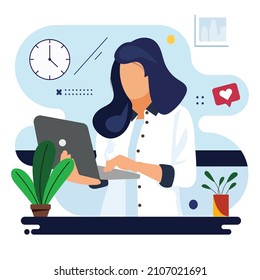 Working On Laptops Office Vector Flat Stock Vector (Royalty Free ...