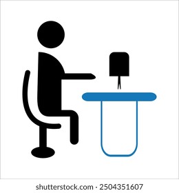 Trabajando en el hombre un diseño de Vector de icono de computadora portátil.
