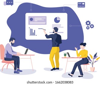 Trabajar en el equipo del proyecto en la oficina