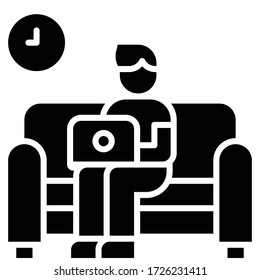 Trabajar en el sofá, trabajar desde la ilustración del vector de casa