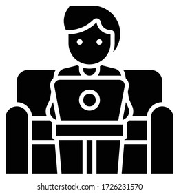 Trabajar en el sofá, trabajar desde la ilustración del vector de casa