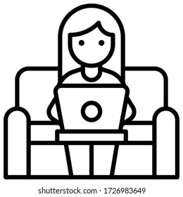 Trabajar en el sofá, trabajar desde la ilustración del vector de casa