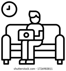 Working on sofa, work from home vector illustration