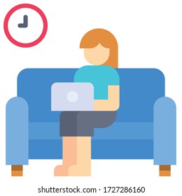 Working on sofa, work from home vector illustration
