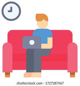 Trabajar en el sofá, trabajar desde la ilustración del vector de casa