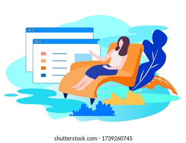 Working Online Illustration - Editable Vector Graphic