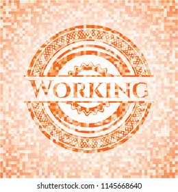 Working orange mosaic emblem