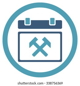 Working Organizer Day vector icon. Style is bicolor flat rounded symbol, cyan and blue colors, rounded angles, white background.