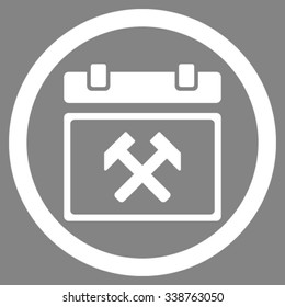 Working Organizer Day vector icon. Style is flat rounded symbol, white color, rounded angles, gray background.