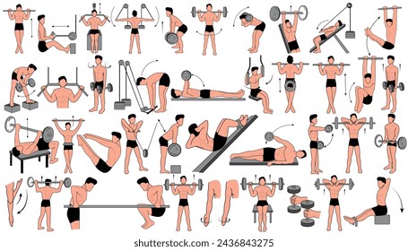 Working out at the gym. Weightlifting. Large package. Isolated white background	