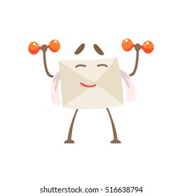 Working Out Humanized Letter Paper Envelop Cartoon Character Emoji Illustration