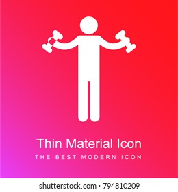 Working out silhouette red and pink gradient material white icon minimal design