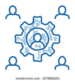 working outsource emplayees sketch icon vector. Hand drawn blue doodle line art working outsource emplayees sign. isolated symbol illustration