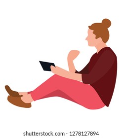 Working in park flat icon design