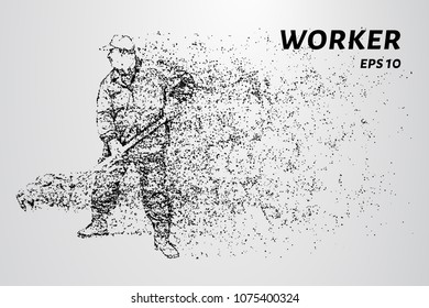 Working of the particles. Working with a shovel digging