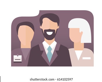 Working people flat gradient style vector icon, stylish violet shades