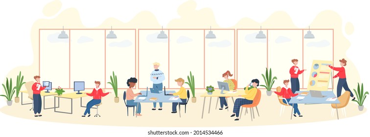 Trabajadores. Personal de oficina, trabajo y comunicación. Jefe y subordinados. Varios trabajadores, gerentes. Empleados empresariales en el espacio de trabajo. Trabajadores de oficina. Cotrabajadores. Trabajo en equipo del proyecto de compañeros