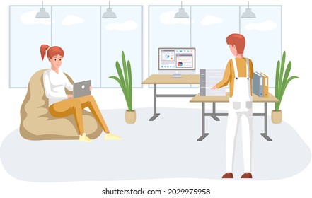 Working people. Office staff, work and communication. Head and subordinates. Various workers, managers team. Business employees on workspace. Office workers. Co-workers. Colleagues project teamwork