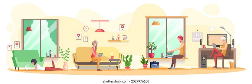 Working people. Office staff, work and communication. Head and subordinates. Various workers, managers team. Business employees on workspace. Office workers. Co-workers. Colleagues project teamwork