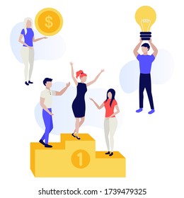 Working people. Teamwork group. Brainstorm concept. Successful team in coworking project. Human characters on white background. Color vector illustration