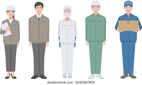 Working people in work clothes