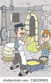 working peopple in flour mill