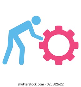 Working Person vector icon. Style is bicolor flat symbol, pink and blue colors, rounded angles, white background.