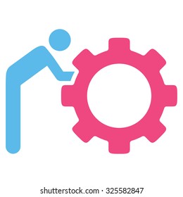 Working Person vector icon. Style is bicolor flat symbol, pink and blue colors, rounded angles, white background.