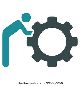Working Person vector icon. Style is bicolor flat symbol, soft blue colors, rounded angles, white background.