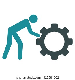 Working Person vector icon. Style is bicolor flat symbol, soft blue colors, rounded angles, white background.