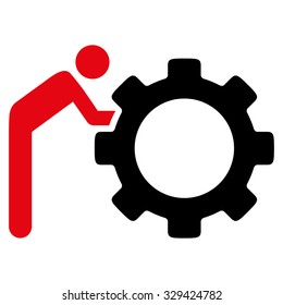 Working Person vector icon. Style is bicolor flat symbol, intensive red and black colors, rounded angles, white background.