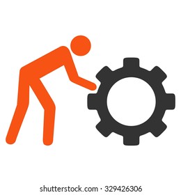 Working Person vector icon. Style is bicolor flat symbol, orange and gray colors, rounded angles, white background.