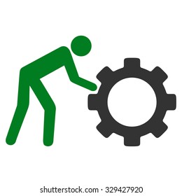 Working Person vector icon. Style is bicolor flat symbol, green and gray colors, rounded angles, white background.