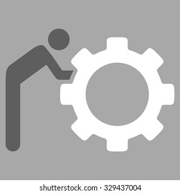 Working Person vector icon. Style is bicolor flat symbol, dark gray and white colors, rounded angles, silver background.
