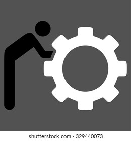 Working Person vector icon. Style is bicolor flat symbol, black and white colors, rounded angles, gray background.