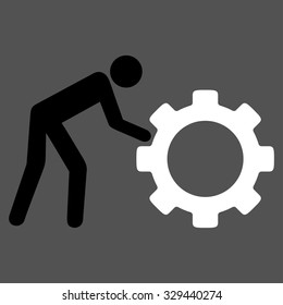 Working Person vector icon. Style is bicolor flat symbol, black and white colors, rounded angles, gray background.
