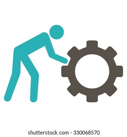Working Person vector icon. Style is bicolor flat symbol, grey and cyan colors, rounded angles, white background.