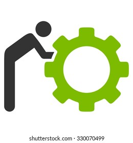 Working Person vector icon. Style is bicolor flat symbol, eco green and gray colors, rounded angles, white background.