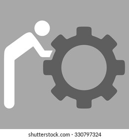 Working Person vector icon. Style is bicolor flat symbol, dark gray and white colors, rounded angles, silver background.