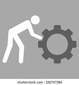 Working Person vector icon. Style is bicolor flat symbol, dark gray and white colors, rounded angles, silver background.