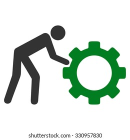 Working Person vector icon. Style is bicolor flat symbol, green and gray colors, rounded angles, white background.