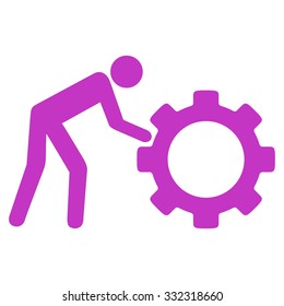 Working Person vector icon. Style is flat symbol, violet color, rounded angles, white background.