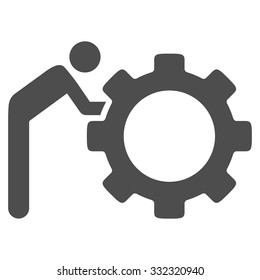 Working Person vector icon. Style is flat symbol, gray color, rounded angles, white background.