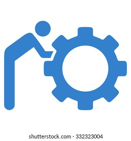 Working Person vector icon. Style is flat symbol, cobalt color, rounded angles, white background.
